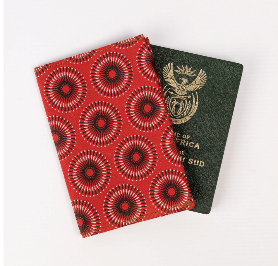 Red Shweshwe passport holder