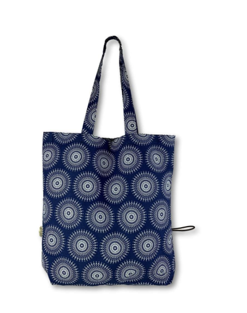 Navy Shweshwe tote bag